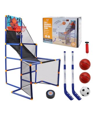 Kids 3-in-1 Sports Set - Basketball, Soccer & Hockey Game Center with Scoreboard