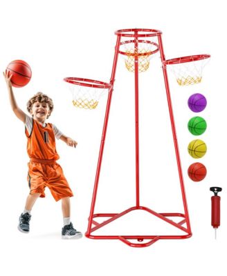 4-Hoop Kids Basketball Set, Multi-Height Fixed Hoops for Family & Group Play