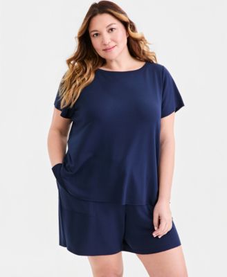 Plus Size Lux Soft French Terry Raw-Hem Top