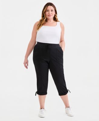 Plus Size D-Ring Cuffed Capri Pants
