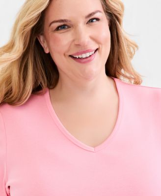 Plus Size Short-Sleeve V-Neck Top