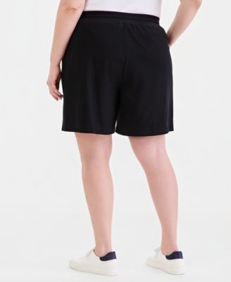 Plus Size Solid Knit Shorts