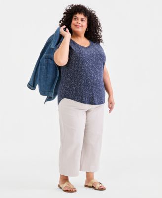 Style & Co Plus Size Perfect Short-Sleeve Open-Crewneck T-Shirt