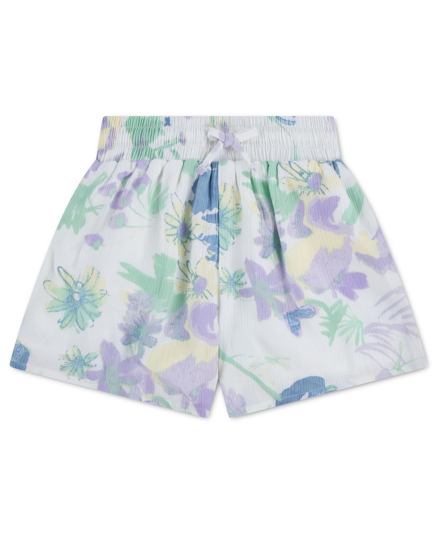 Шорты abercrombie kids YPB Pull-On Floral Flared Shorts для девочек, цвет: Яркий белый — фото 1