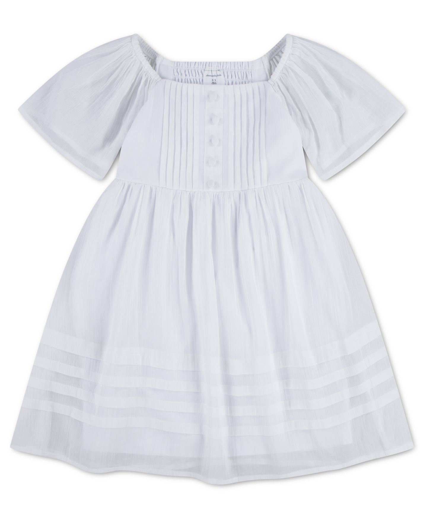 Платье abercrombie kids Pintuck Square Neck Mini Dress для девочек, цвет: Яркий белый — фото 1