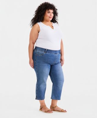 Plus Size High-Rise Shaping Capri Jeans