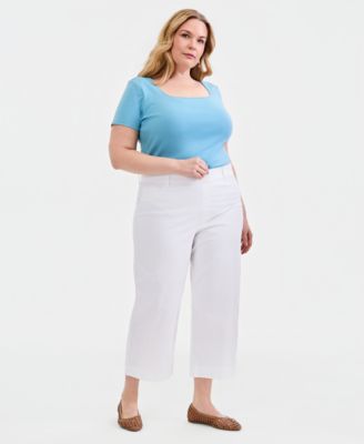 Plus Size High-Rise Shaping Cropped Jeans