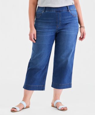 Plus Size Wide-Leg Cropped Jeans