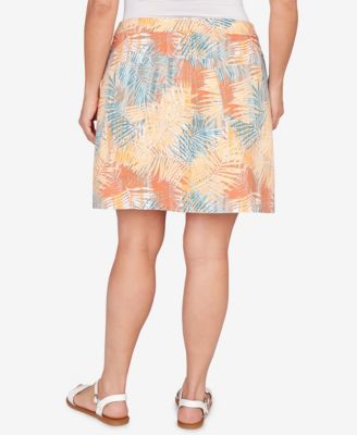 Plus Size Printed Tech Stretch Pull On Skirt