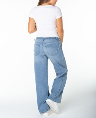 Juniors' Side Tie Wide-Leg Jeans