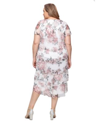 Plus Size Printed Tiered Midi Dress