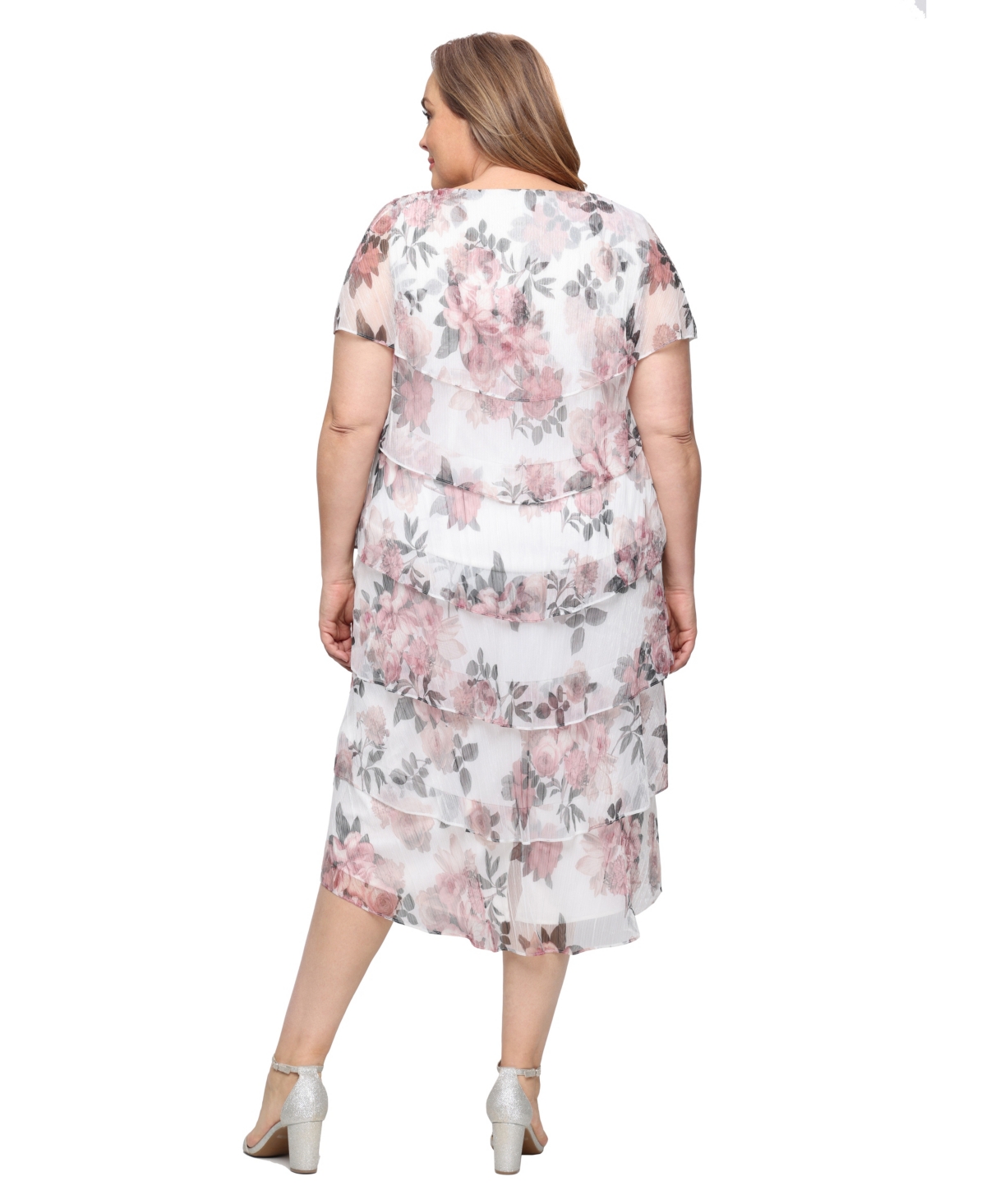 Sl Fashions Plus Printed Tiered Midi Dress