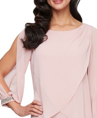 Petite Boat Neck Shirt Overlay Sheath Dress