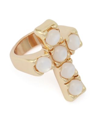Mother of Pearl Cross Band Ring
