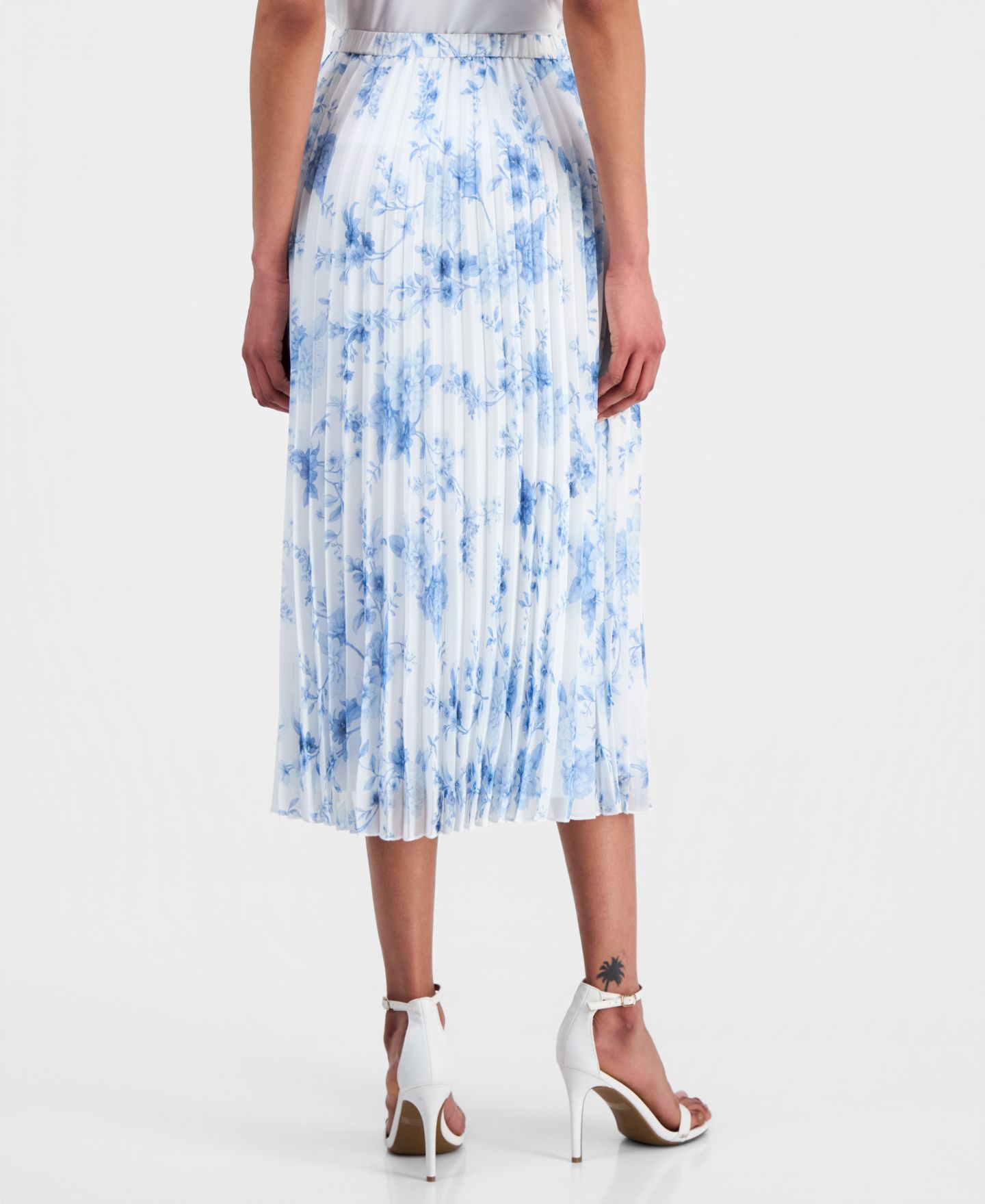 Женская юбка Anne Klein Pull-On Pleated Midi, цвет: Белый разноцветный — фото 4