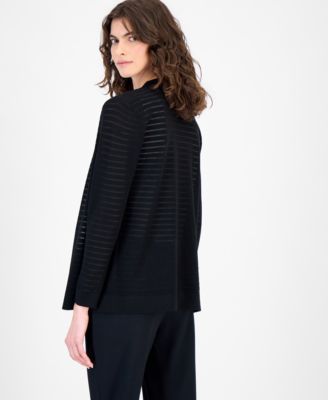 Women's Open-Front Sheer-Stripe Cardigan