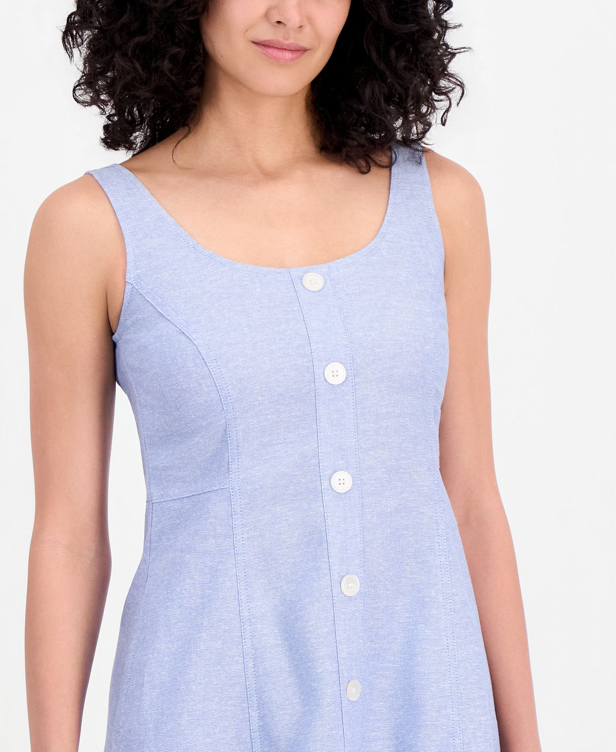 Anne Klein Women's Linen Blend Sleeveless Button-Front A-Line Dress view 4 — MAYCSS fashion products