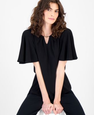Women's Pleated Bell-Sleeve Top