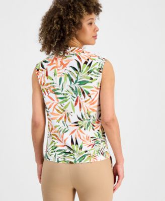 Women's Printed Sleeveless Cowl-Neck Top