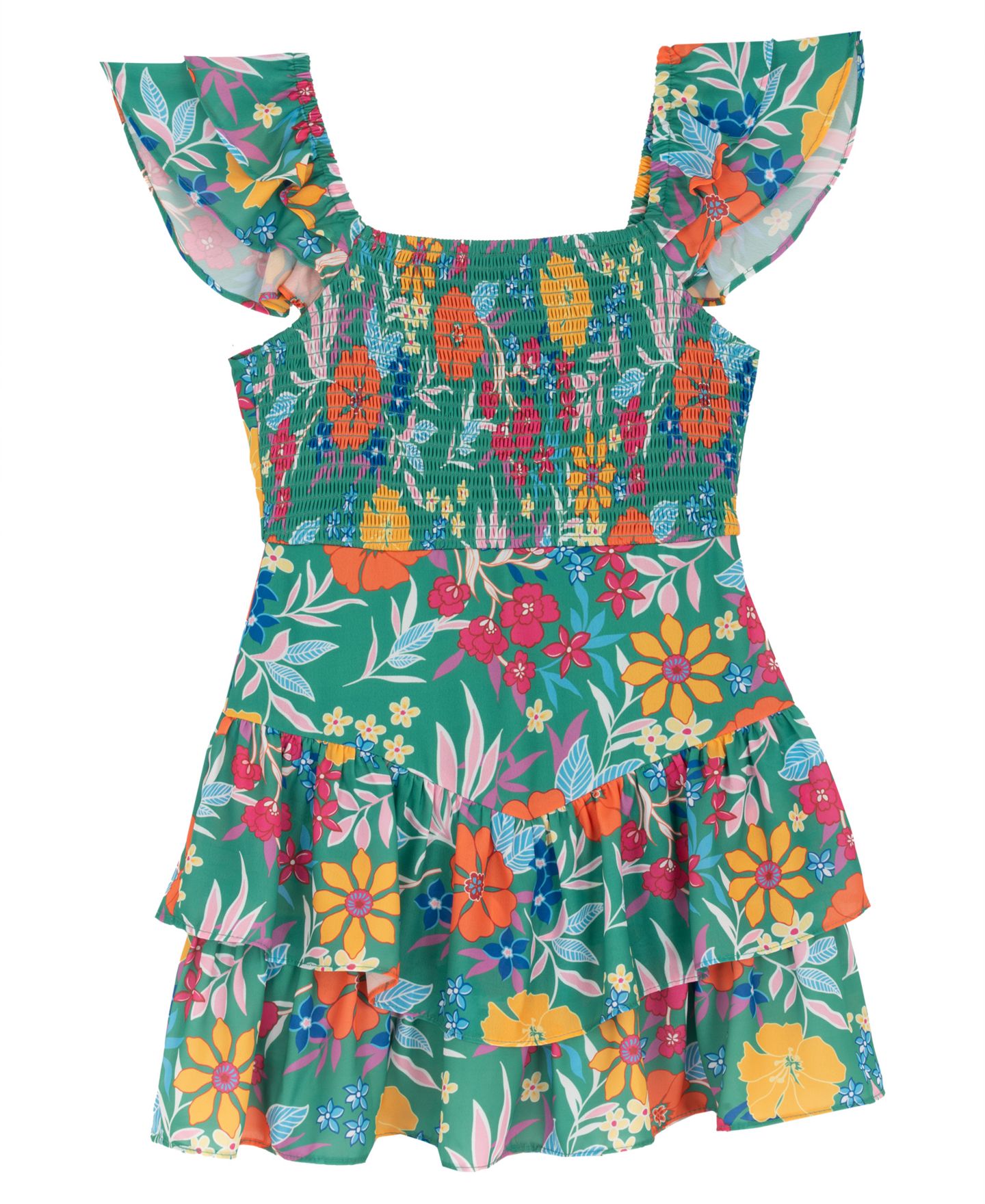 Комбинезон Rare Editions Printed Smocked Dressy Romper для девочек, цвет: Зелёный — фото 1