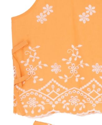 Girls' 7-16 Embroidered Eyelet Top and Shorts, 2-Piece Set