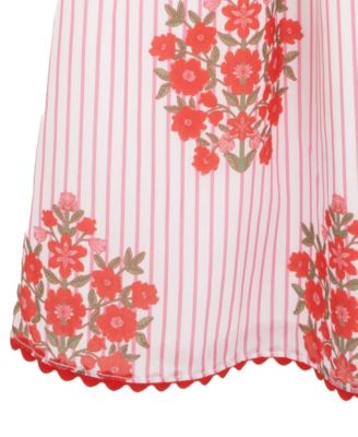 Girls' 7-16 Striped Block Print Flutter-Sleeves Maxi Dress