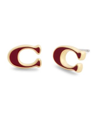 Black Signature C Enamel Stud Earrings