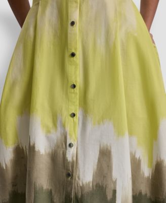 Women's Short-Sleeve Collared Printed Button-Front Dress