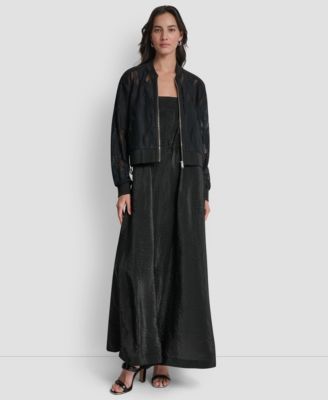 Women's Zip-Front Abstract Lace Zipper Front Jacket