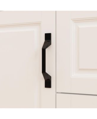 Kitchen Storage Cabinet with Glass Doors, Kitchen Pantry Cabinet with Shelves & 3 Drawers