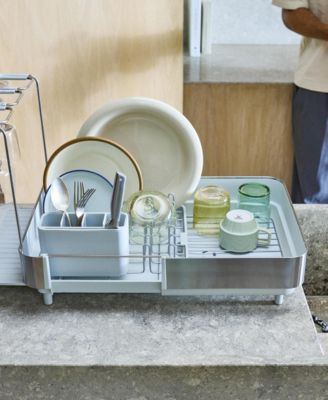 Extend Steel Plus 6.75" Expandable Dish Rack with Wine Glass Holder