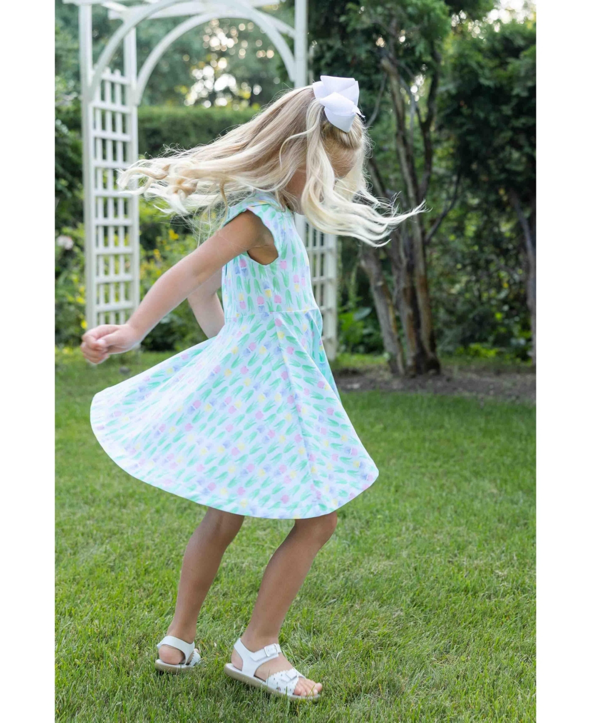 Florence Eiseman Little Girls Printed Knit Tulip Twirl Dress