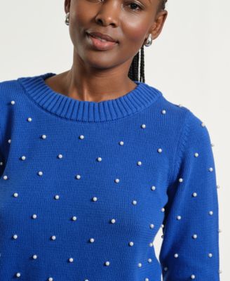 Women's Beaded Crew Neck Sweater