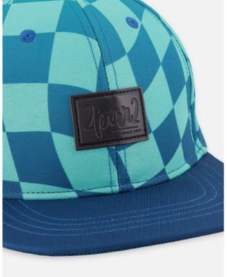 Boy Cap Teal Printed Checkerboard - Toddler|Child