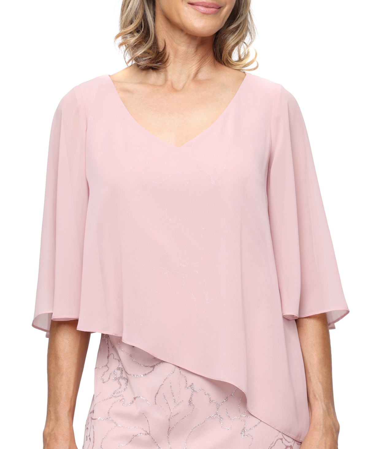 Sl Fashions Women's Long Glitter Mesh Dress