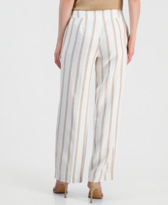 Petite Striped Clean-Waist Pants