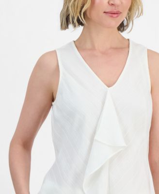 Women's Ruffle-Front Sleeveless Top