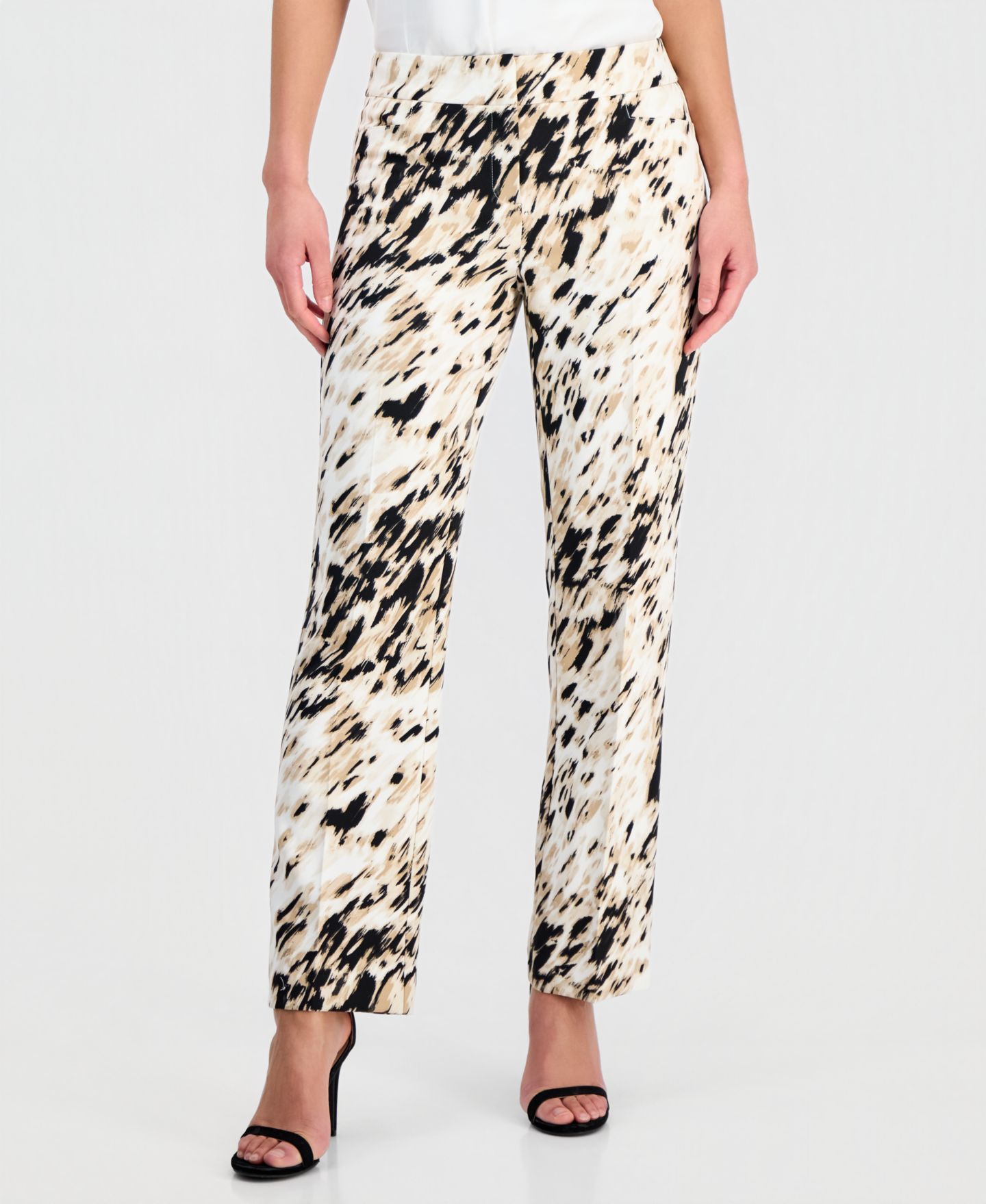 Женские брюки Kasper Animal-Print Straight-Leg, цвет: Разноцветный — фото 1