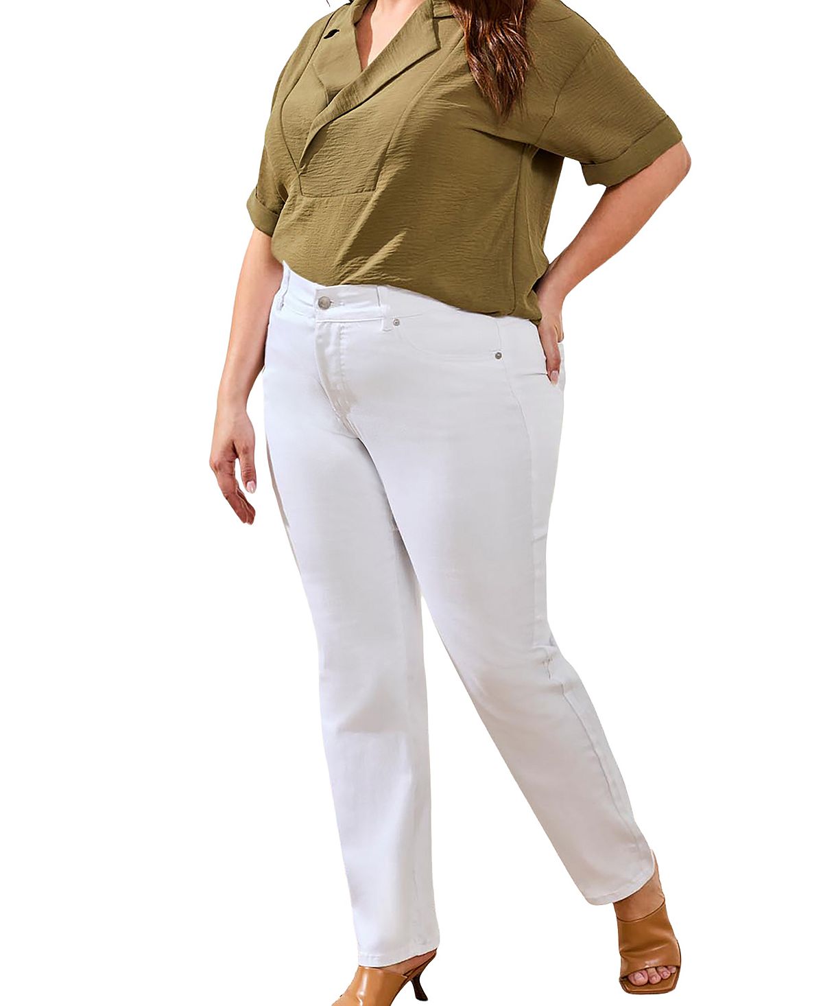 TRIBAL Plus Size Sophia Curvy Straight Leg Jeans view 2 — MAYCSS fashion products