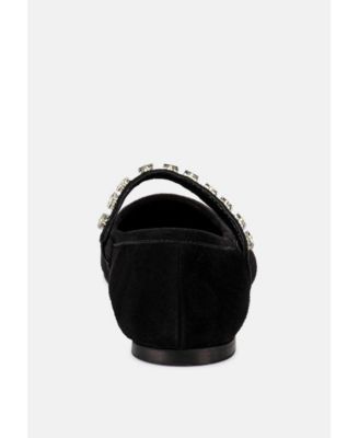 ASSISI Womens Fine Suede Mary Jane Ballet Flats