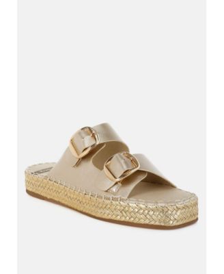 Womens Miova Metallic Buckle Detail Espadrille Flatforms