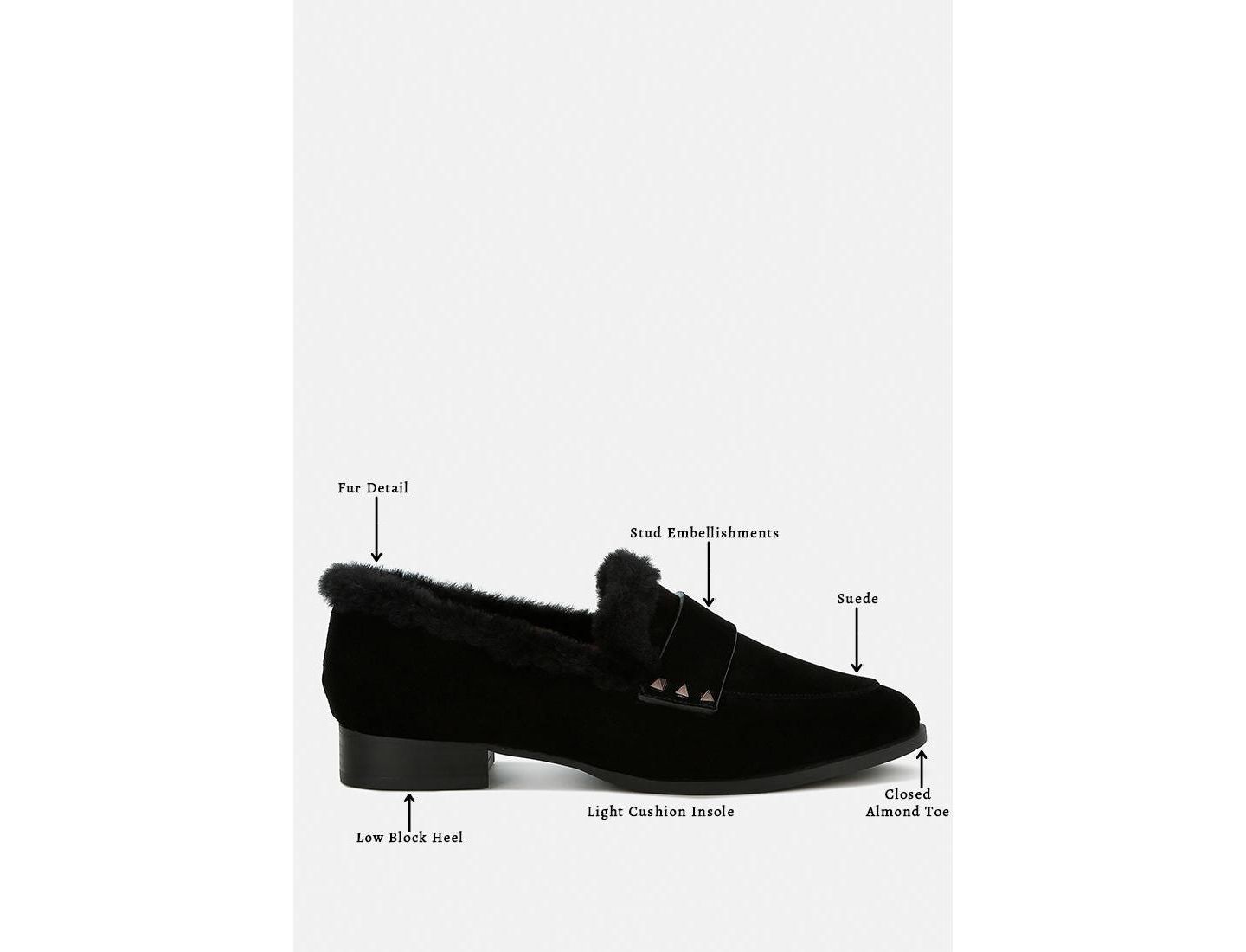 Женские туфли Rag & Co Allie Fur Trim Suede, цвет: Чёрный — фото 6