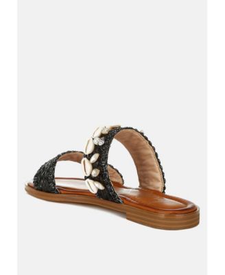 Womens Shellfish Raffia Slip On s Sandals
