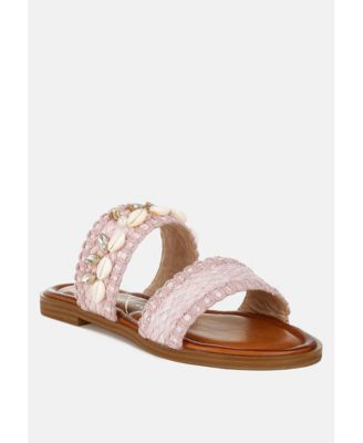 Womens Shellfish Raffia Slip On s Sandals