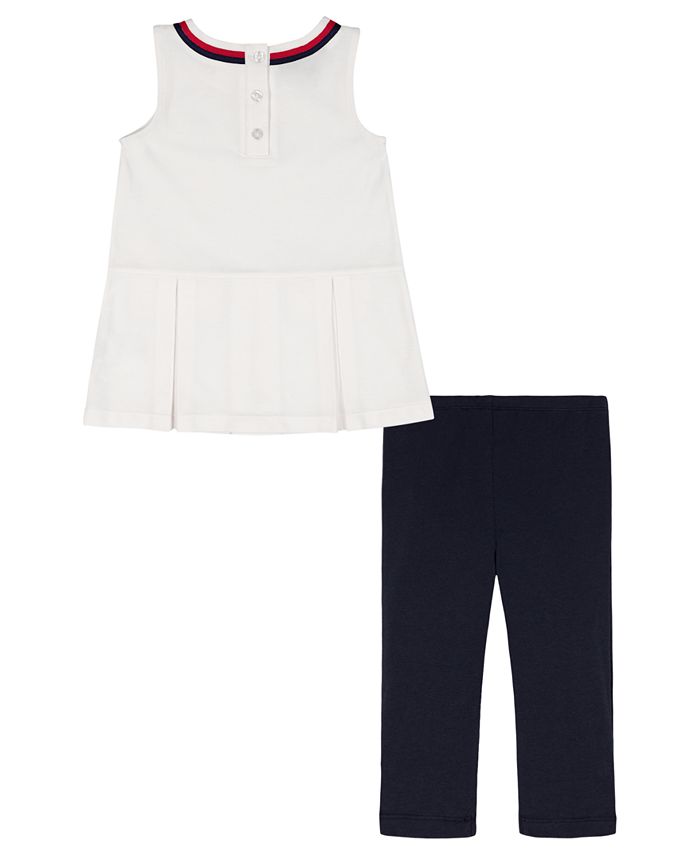 Tommy Hilfiger Girls' 4-6X Round Neck Top and Cropped Leggings, 2-Piece Set - Multi - 6