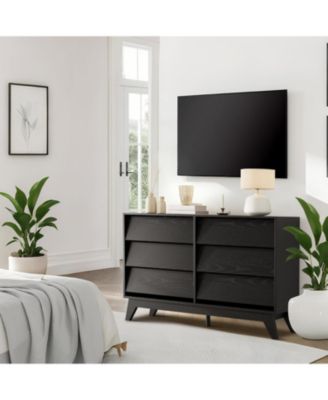 6 Dresser for Bedroom, 47" Wide Dresser, Freestanding Horizontal Drawer with Storage, Wooden Closet Chest Storage for Living Room, Hallway