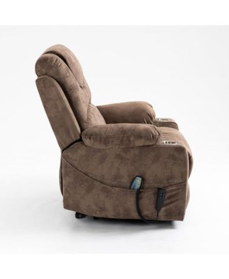 Leather Recliner Chair with 2 Cup Holder, Lounge Chair Power Lift Chair Relax Sofa Chair