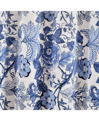 Sydney Light Filtering Window Curtain Panels, Pair, 52" W x 84" L, Navy & White Drapes - Floral Curtains for Bedroom - Vintage Curtains