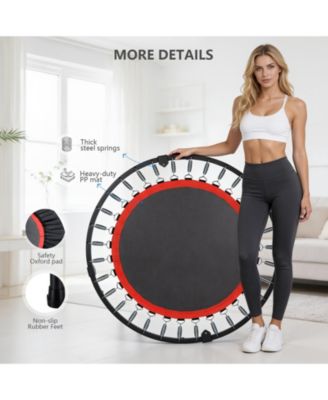 40-Inch Fitness Trampoline for Adults with Adjustable Handle Bar and Resistance Bands for Indoor/Outdoor