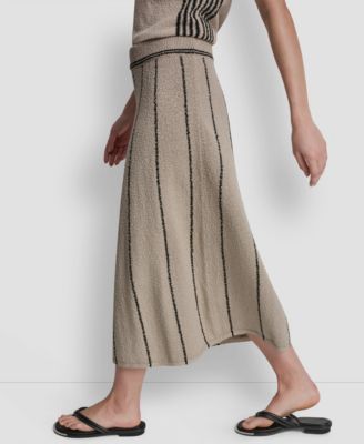 Women's Vertical Striped Detail Maxi Pull-On Skirt